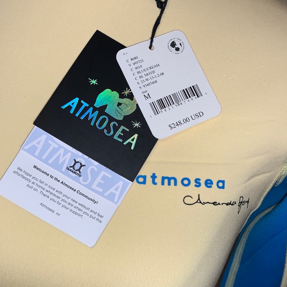 Atmosea Light Yellow and Blue Wetsuit Top - Picture 2 of 3